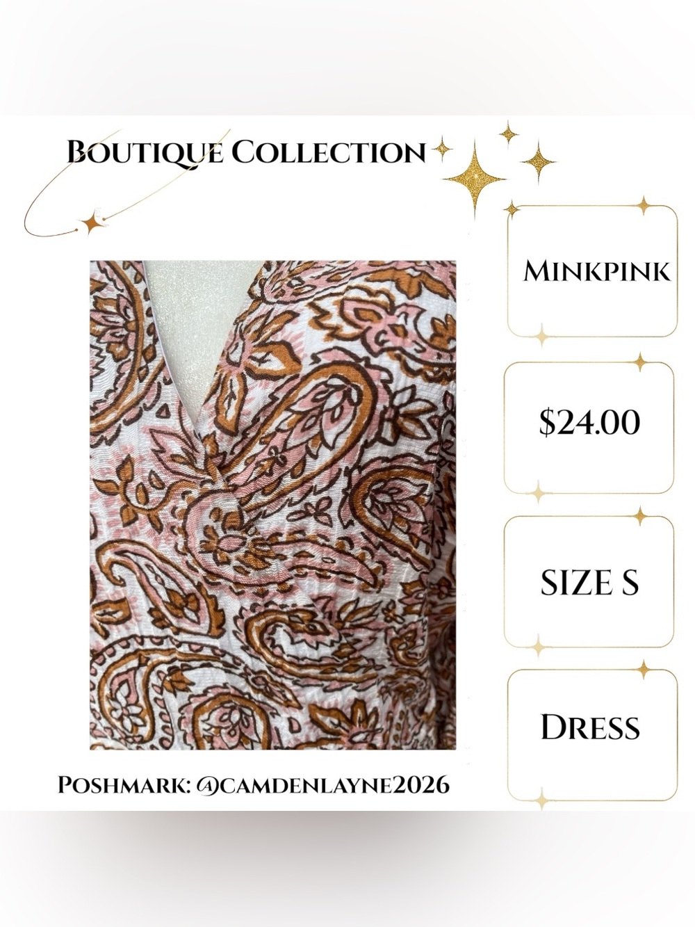 MINKPINK Taupe & Pink Paisley Wrap Mini Dress - Picture 7 of 8
